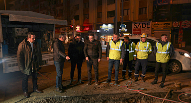  6 mahalleye içme suyu temin eden hat sabaha kadar süren çalışma ile yenilendi