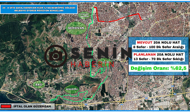 Sakaryada 20-A hattında yeni düzenleme: Kalkış noktası değişti, seferler arttı