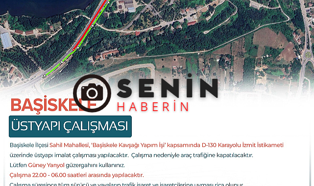 İzmit Başiskele Kavşağı'nda gece çalışması