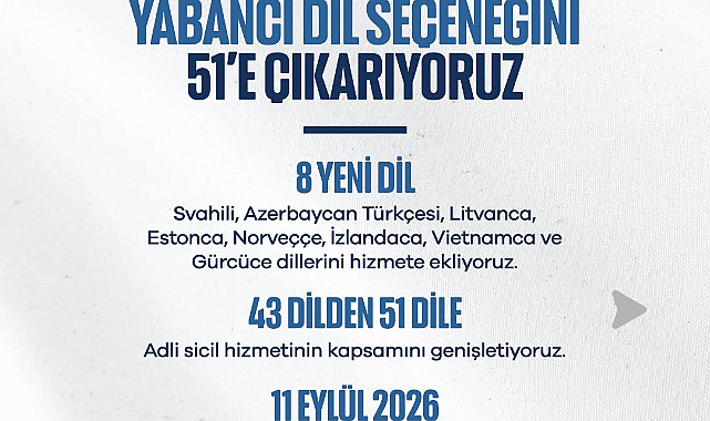Adalet Bakanlığı Adli Sicil Belgelerini 51 Dil Seçenegi İle Sunmaya Başladı.