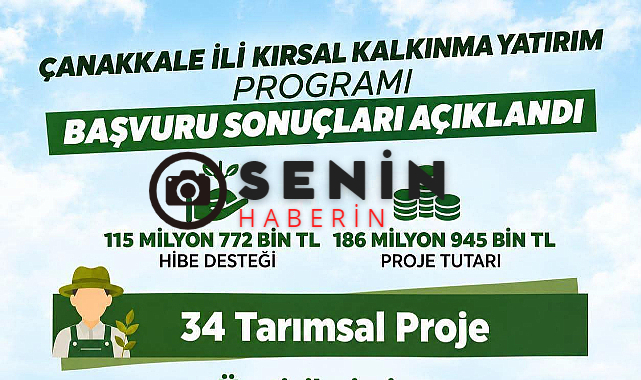 Tarım ve Orman Bakanlığı 2026 Yılı Çanakkale Kırsal Kalkınma Yatırım Programı Başvuru Sonuçları Açıklandı!