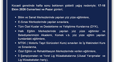 Kocaeli Valiliği Kocaelinde Her Türlü Etkinliği İptal Etti.